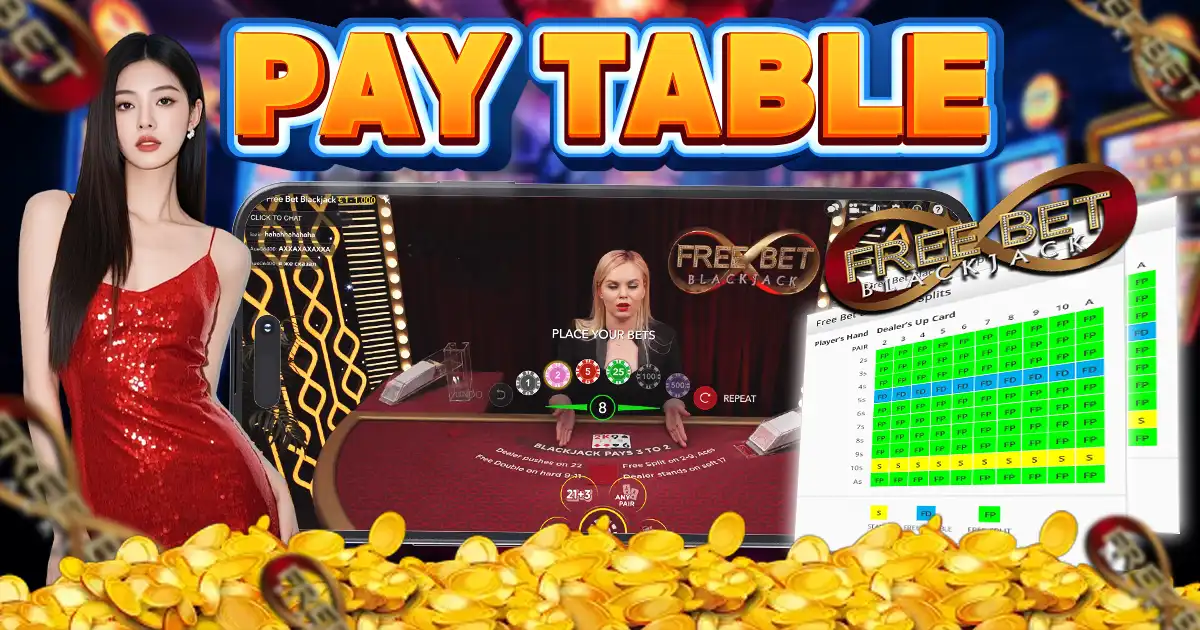 paytable in free bet blackjack